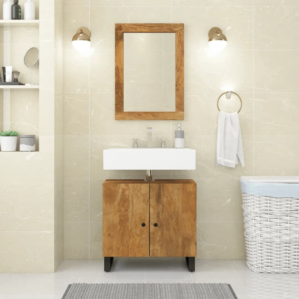 Specchio 70x50 cm in Legno Massello di Mango e Vetrocod mxl 129468