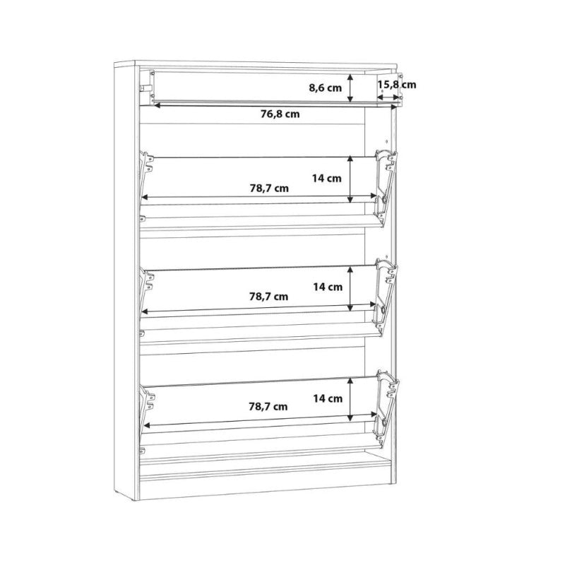 Scarpiera Cecilia con 3 scomparti ed un cassetto colore rovere 83.2x20.4xH 127.7 cm.