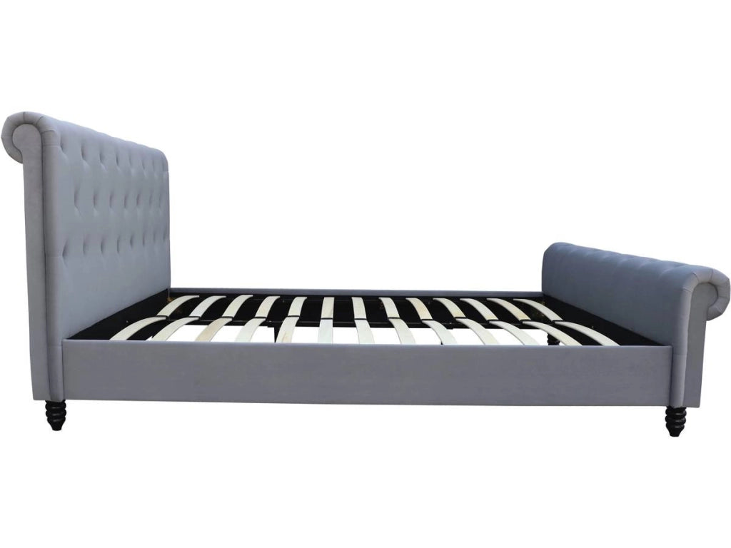 Letto in velluto "Gedefroy" - 140 x 190 cm - grigio
