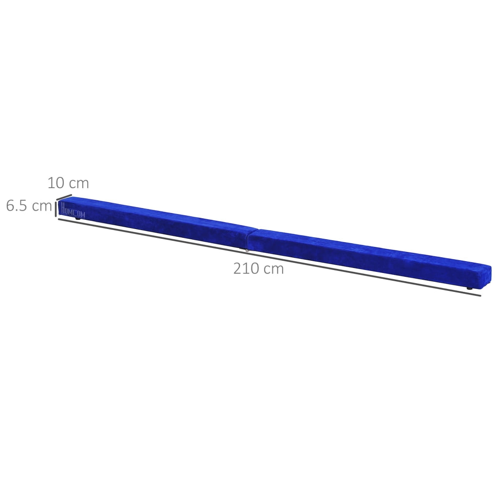 Trave di equilibrio pieghevole per uso interno ed esterno, 210 cm, fino a 120 kg, blu, ideale per ginnastica e allenamento.