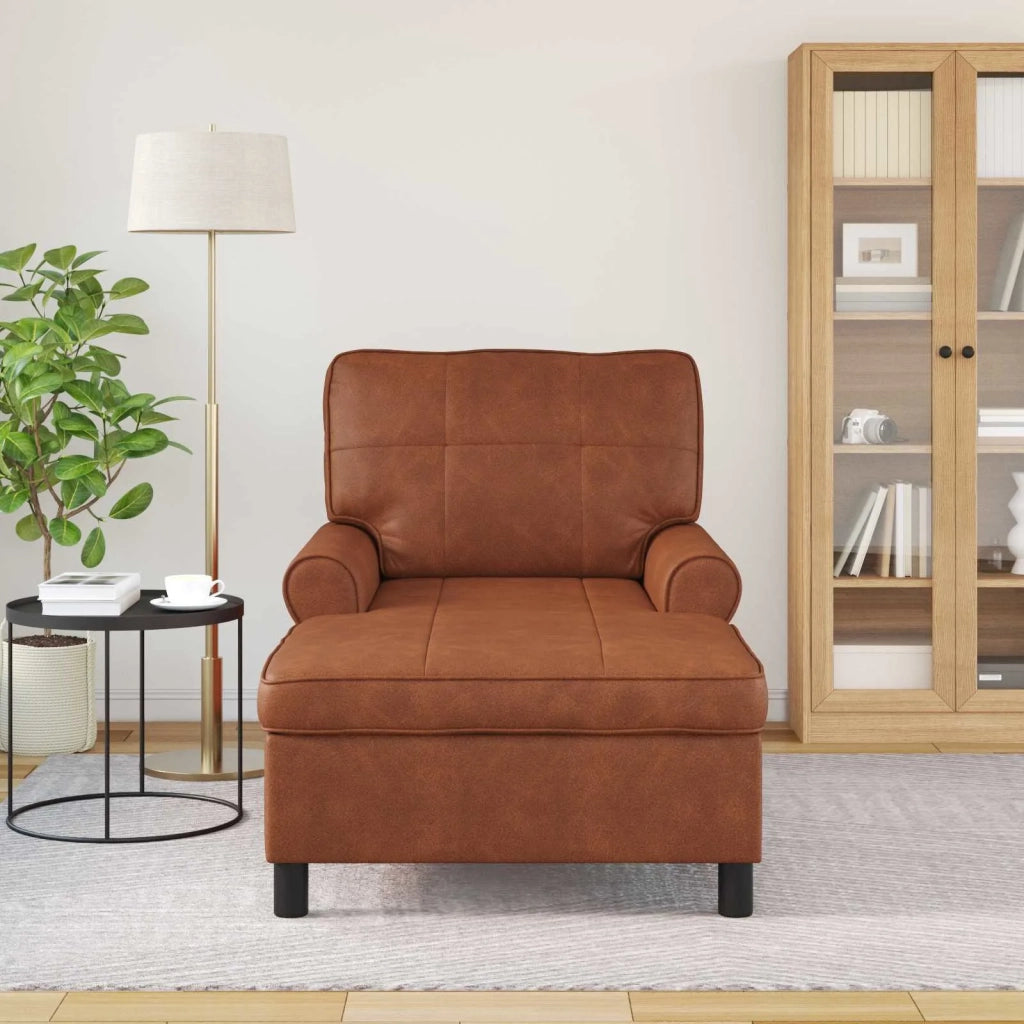 Chaise Lounge Marrone 91 x 157 x 91 cm Pelle Sintetica