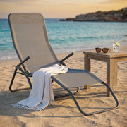 Sdraio mare prendisole Pieghevole  in Acciaio Textilene cm 135x60x95 - LONNY