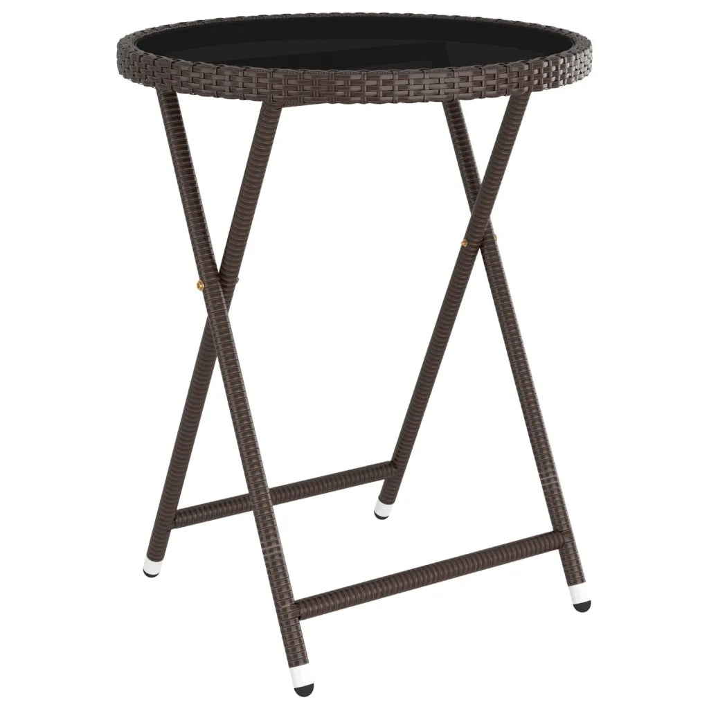 Set Bistrot Giardino 5 pz | Set Salotto da Giardino Polyrattan e Vetro Temperato Marrone