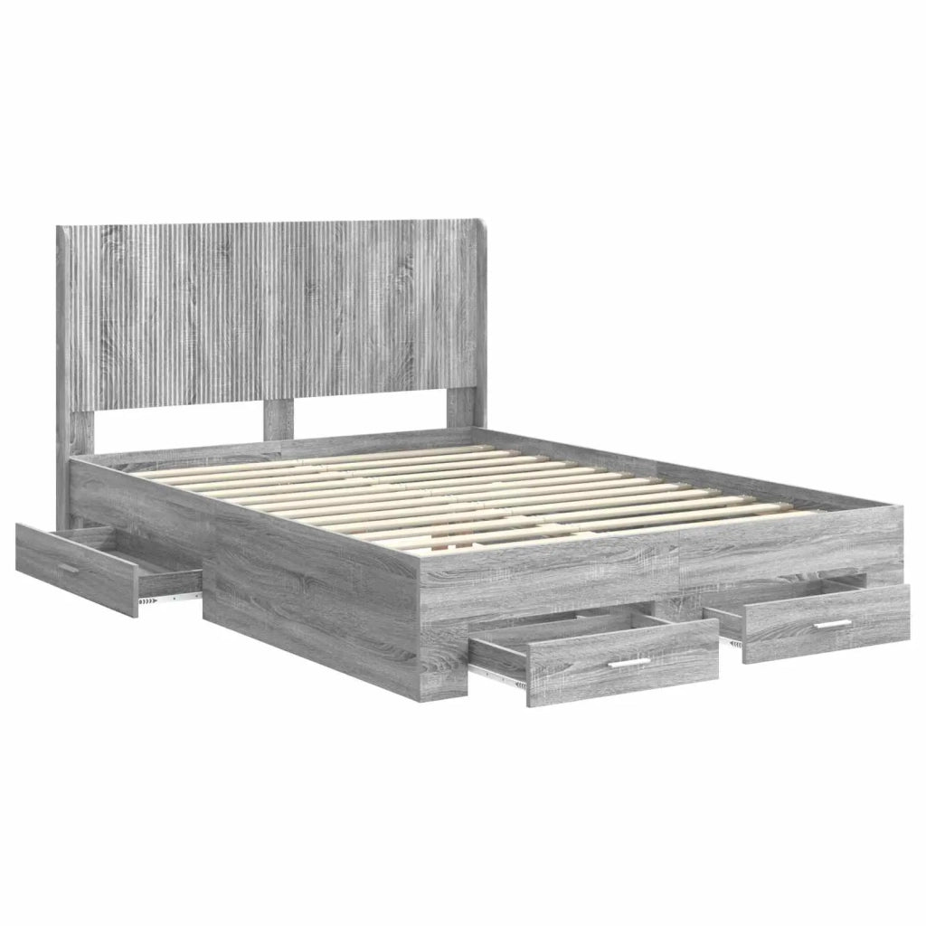 Struttura del letto con stoccaggio e testata Sonoma grigio 3414138