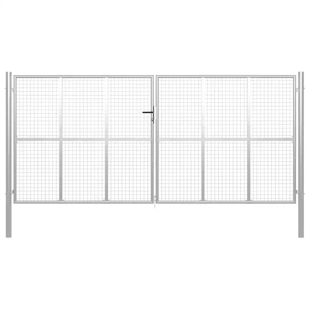 Cancello per Giardino in Acciaio Zincato 415x225 cm Argento cod mxl 60086