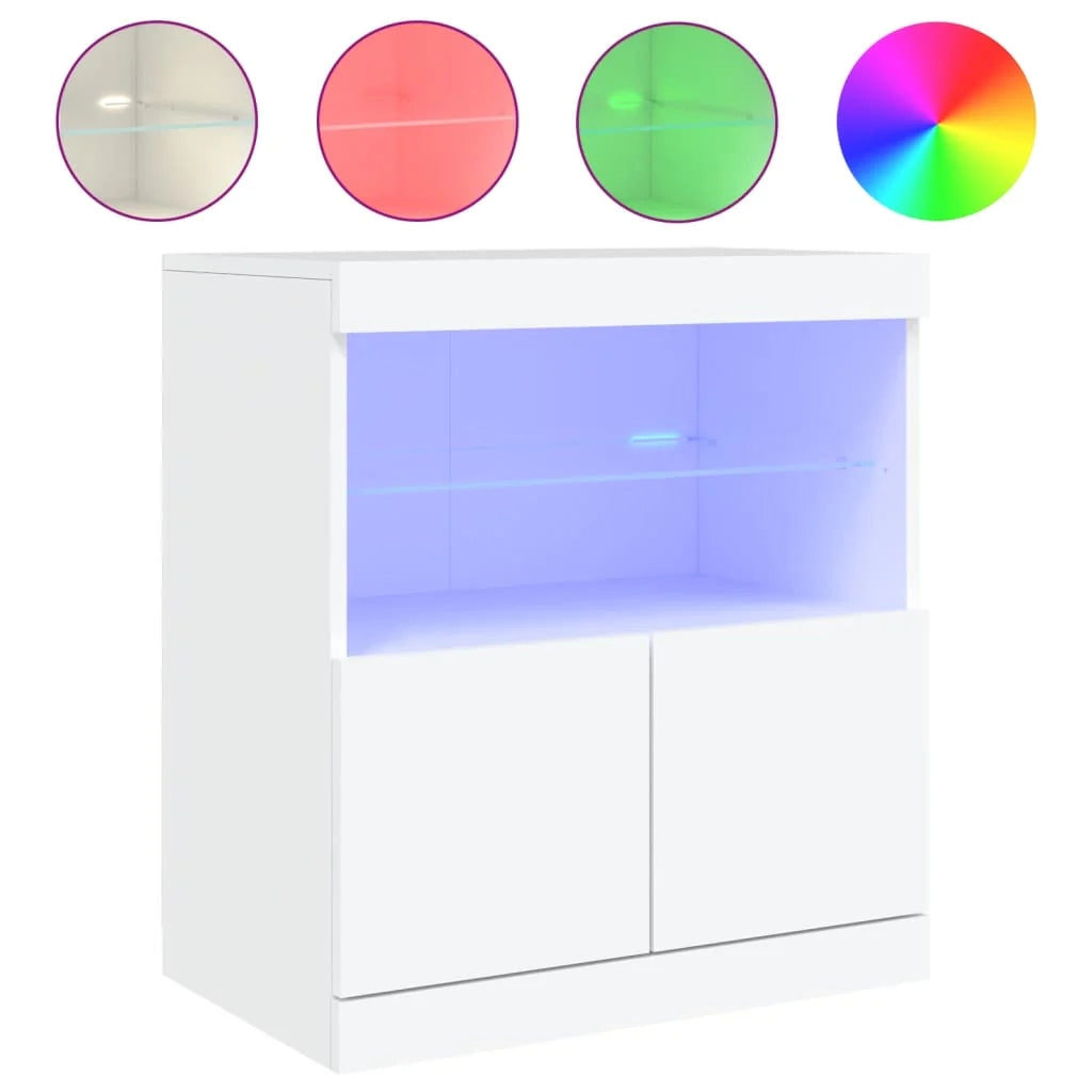 Buffet credenza cassettiera mobiletto mobile contenitore organizer per cucina soggiorno salotto con luci LED 60 x 37 x 67 cm bianco 02_0029857