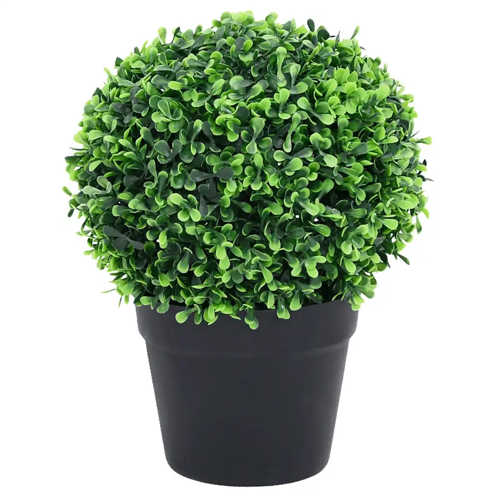 Piante di Bosso Artificiale 2 pz a Sfera con Vaso Verde 37 cm CFW6148320