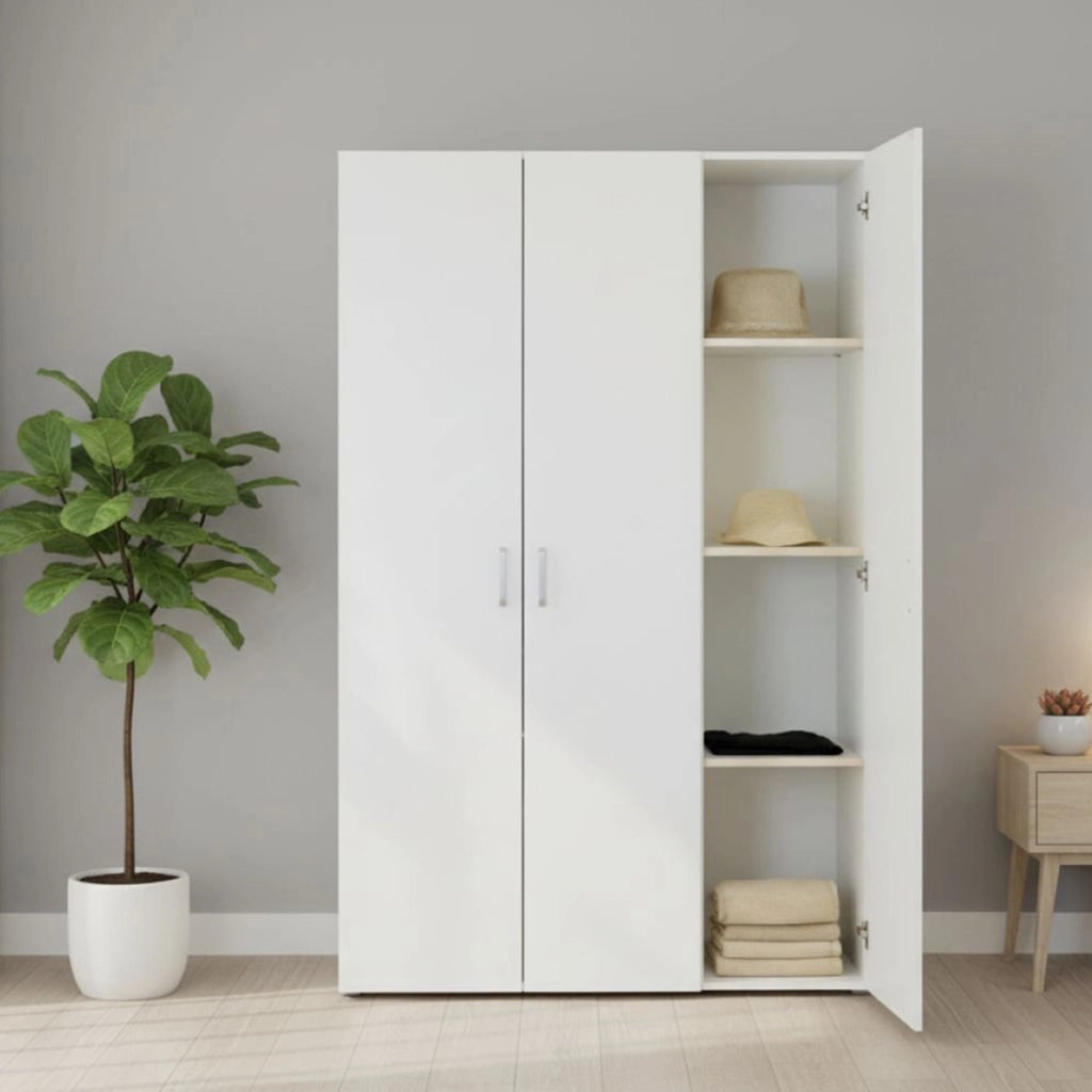 Guardaroba 3 ante Pettineo, Mobile camera da letto, Cabina armadio portabiti, Armadio appendiabiti, 111x52 h179 cm, Bianco
