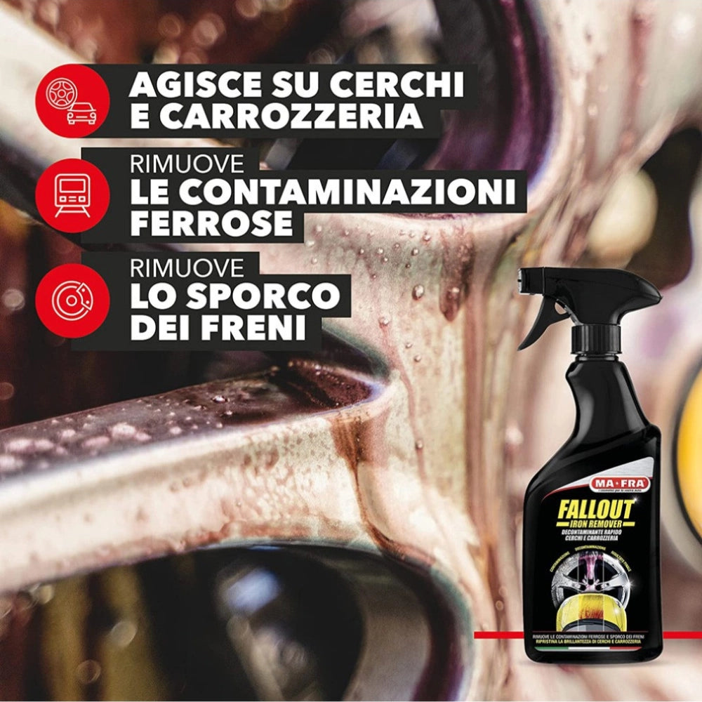 Fallout iron remover 500 ml decontaminante ferroso per cerchi e carrozzeria