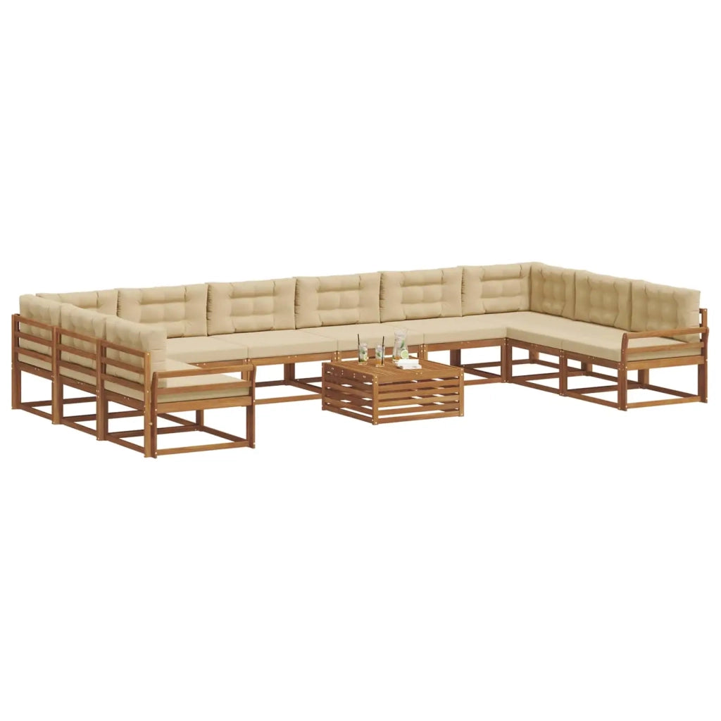 Set di divani da esterno con cuscino 11 pcs Naturale e Beige 3368276