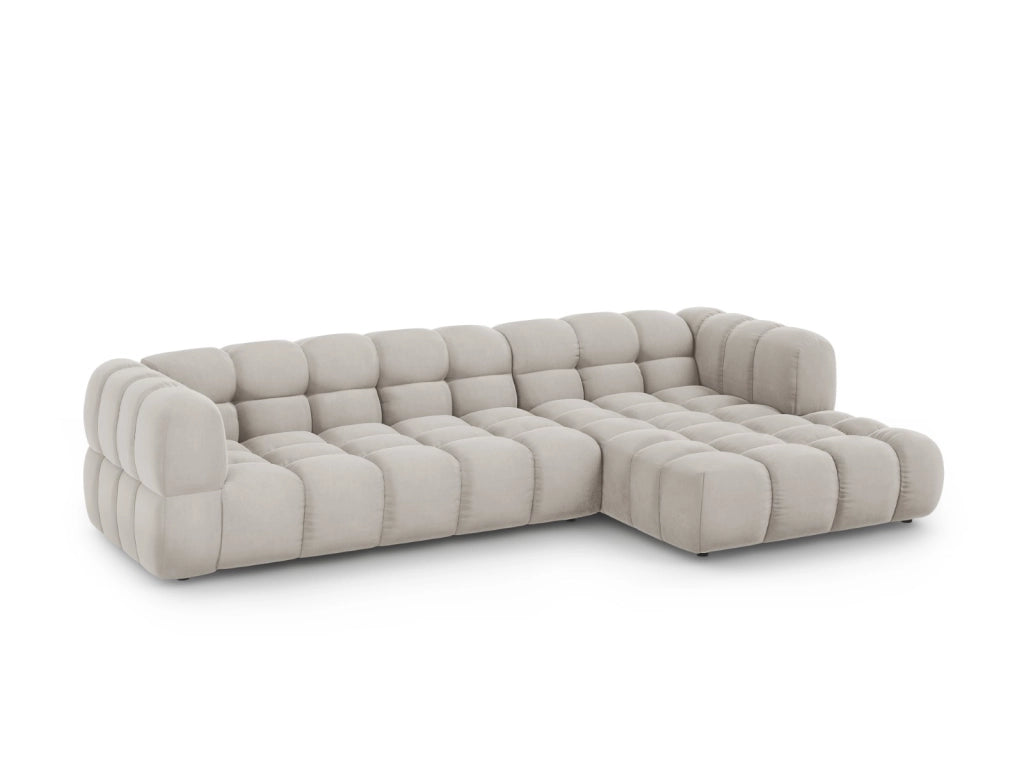 Cosmopolitan Design - Divano angolare modulare destro "Sky" 4 posti in velluto beige chiaro 