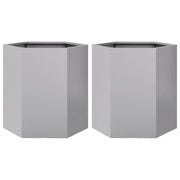 Fioriera rialzata per piante fiori giardino terrazze set da 2 esagonale 46 x 40 x 45 cm acciaio zincato argento 02_0039076