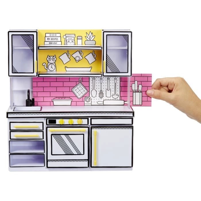 Miniverse di MGA - Make It Mini Kitchen - Cucina e 3 ricette incluse - Forno con lampada UV, frigorifero e piano di lavoro