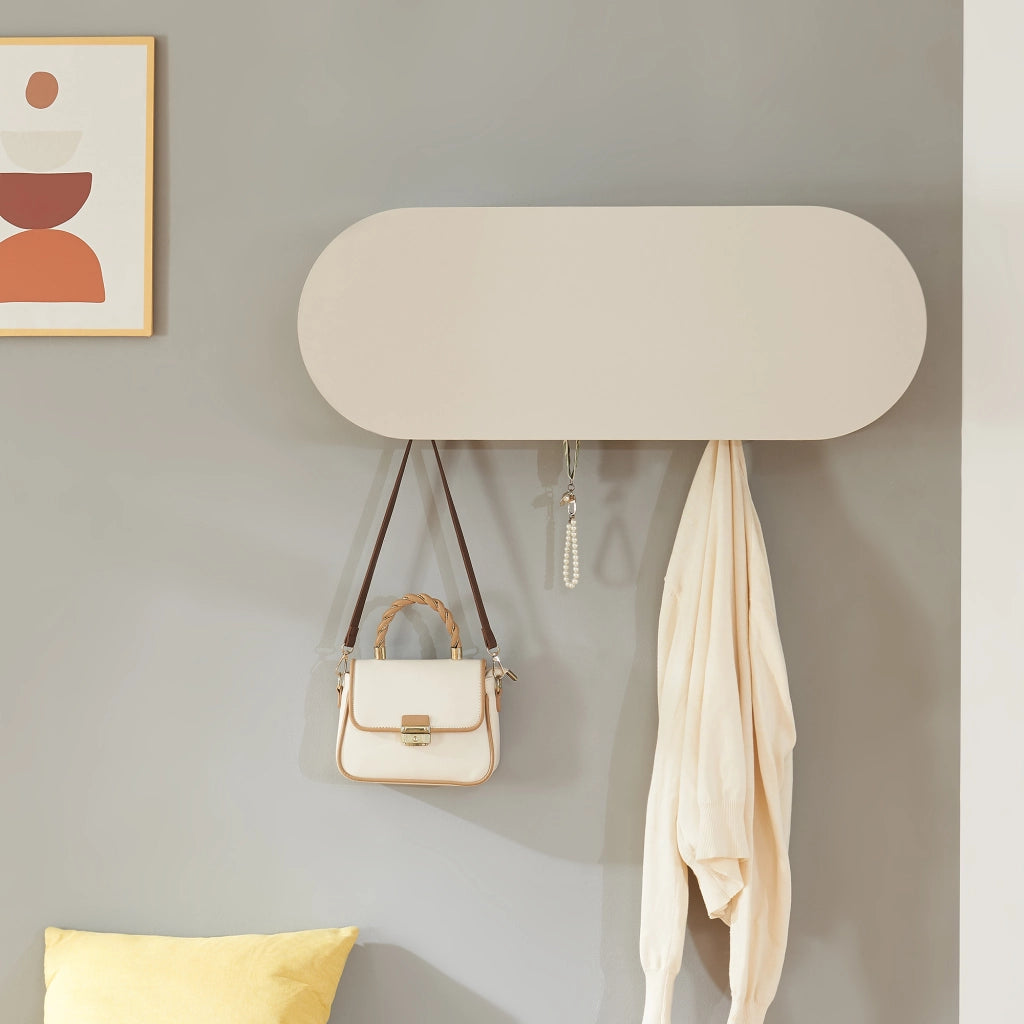 Appendiabiti da Parete Vilkön con Anta a Ribalta e Ganci 80 x 16 x 30 cm - Beige [en.casa]