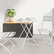 Tavolo da Giardino Pieghevole  Bianco 55x55x73 cm in Acciaio