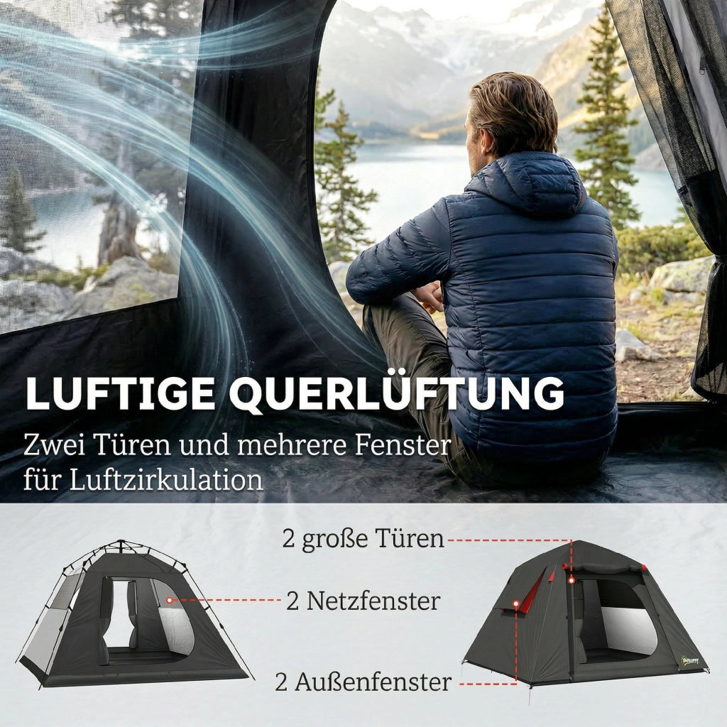 Tenda da Campeggio 2 Persone Impermeabile 3000mm ¨C Xylo ¨C Igloo con 2 Porte 2 Finestre Rete