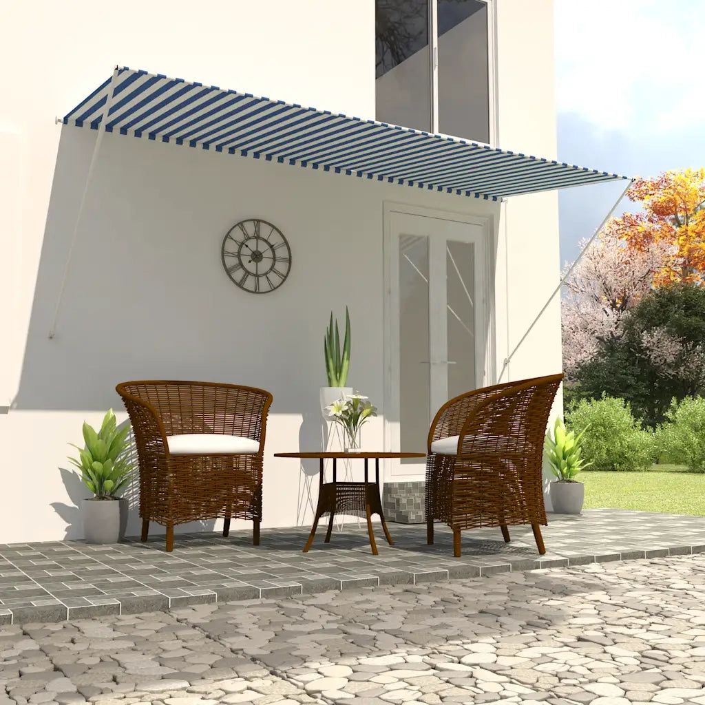 Tenda da Sole Retrattile-Tenda parasole per Patio 300x150 cm Blu e Bianco