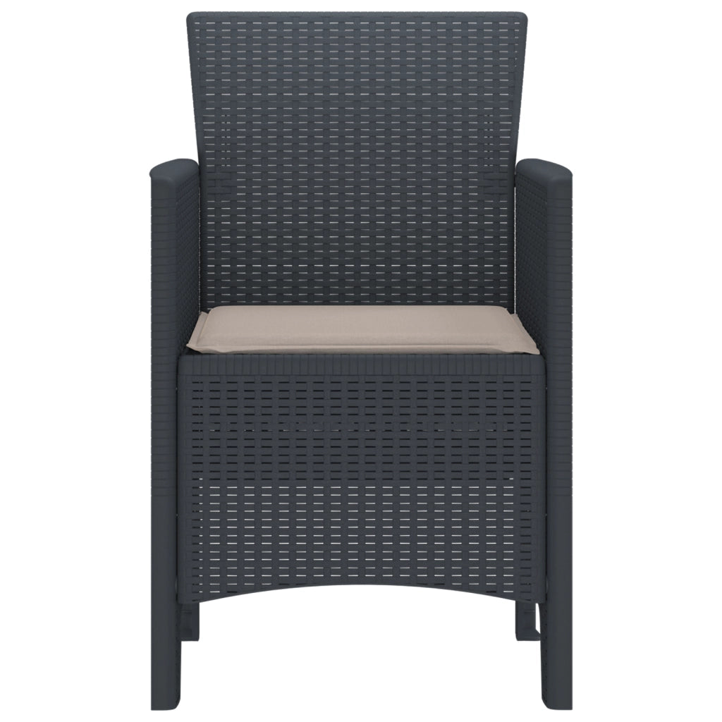 Sedie da Giardino con Cuscini 4 pcs Antracite Polyrattan