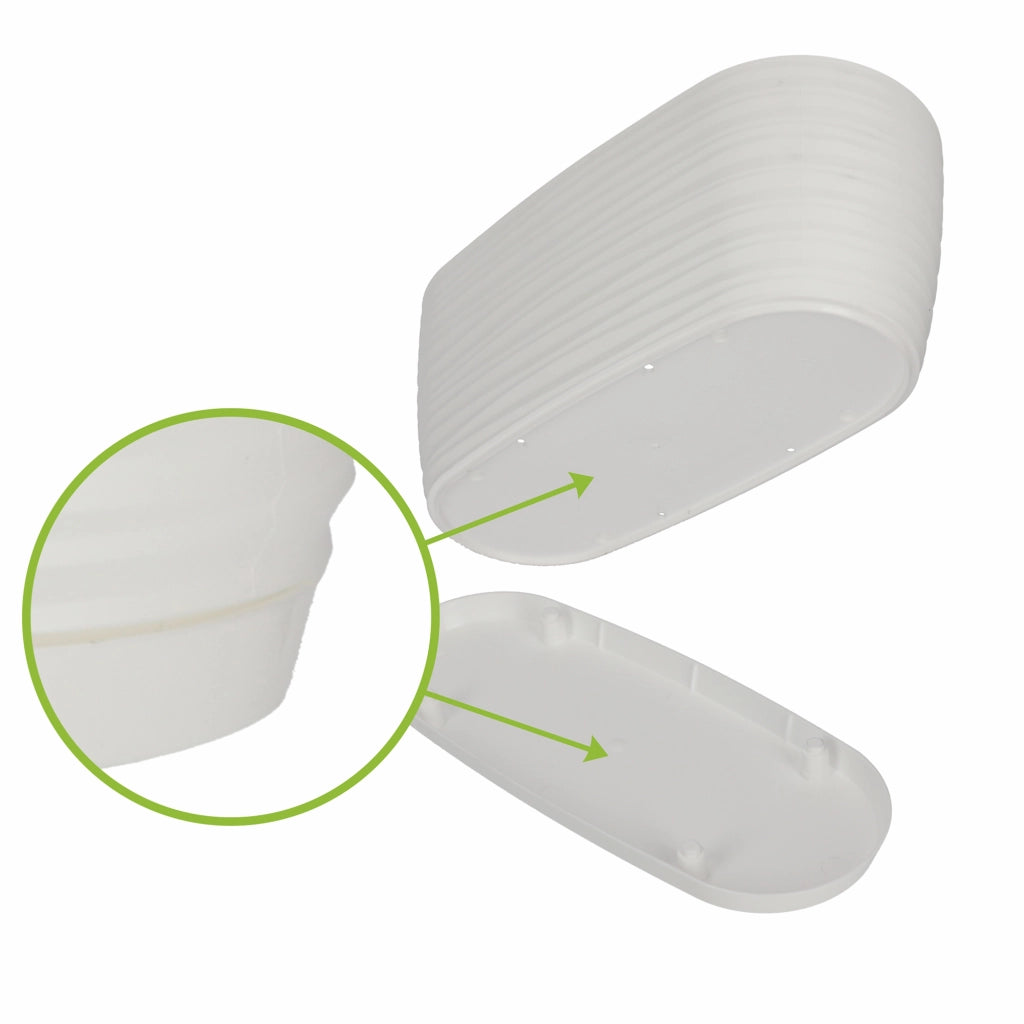 Vaso da fiori KADAX ovale da 27 cm in plastica bianca