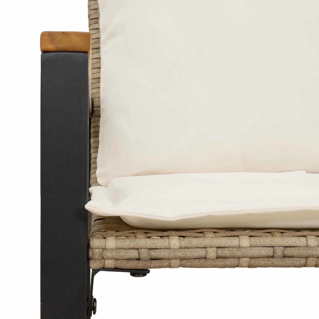 Panca da Giardino | Panchina Beige e Bianco Crema 115 x 65 x 72 cm Rattan