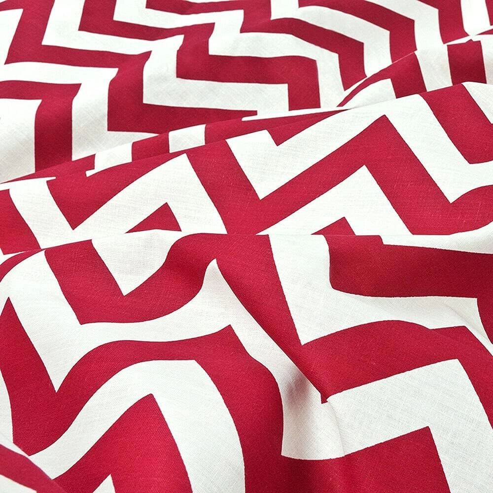 Telo Arredo Copritutto 270x280 cm Letto Poltrona Copridivano Cotone Cuoricini Rosso Motivo Zig Zag