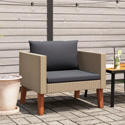 Divano da Giardino Singolo con Cuscini-Sofa da Giardino-Divano da esterno in Polyrattan Beige