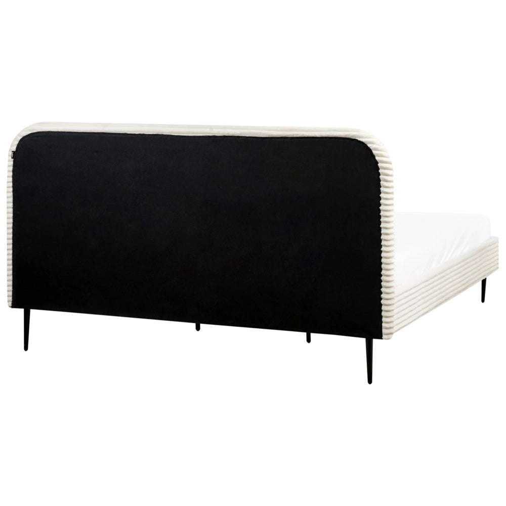 Letto bianco sporco velluto a coste testiera con rete a doghe 180 x 200 cm design minimalista