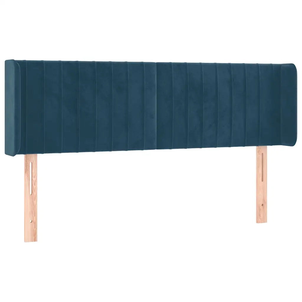 Testiera ad Orecchio-Testata con Orecchie Blu Scuro 147x16x78/88 cm in Velluto 614330