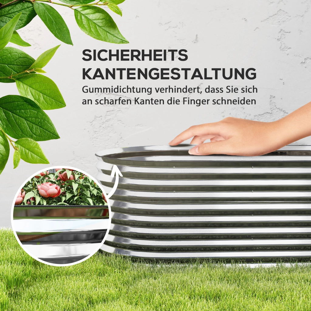 Vaso per piante in metallo con bordo di sicurezza ¨C zephmum ¨C grigio 160x80x56 cm