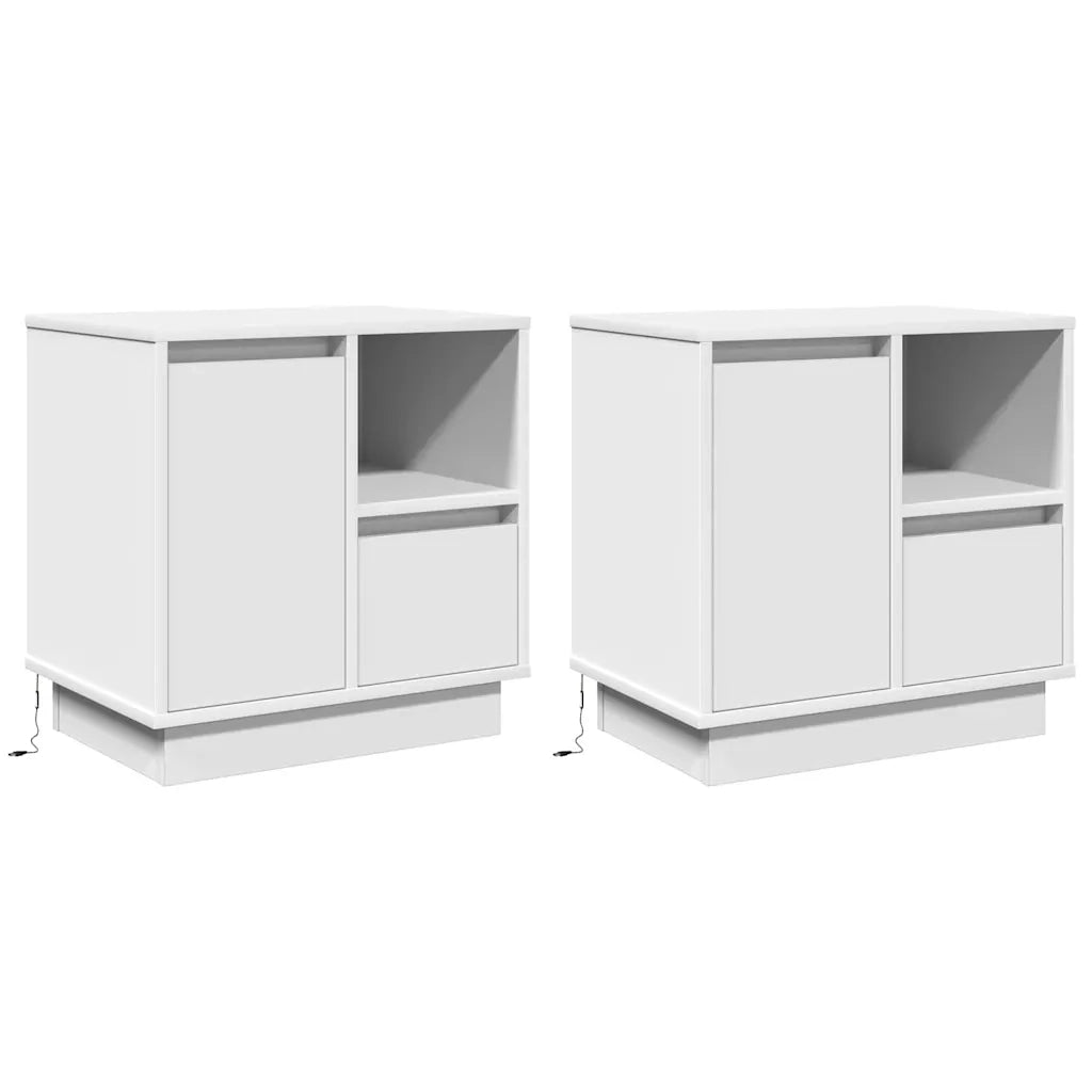 Set di 2 Comodini | Armadio da Notte | Mobiletto da notte con cassetto Bianco 50 x 34,5 x 50 cm.