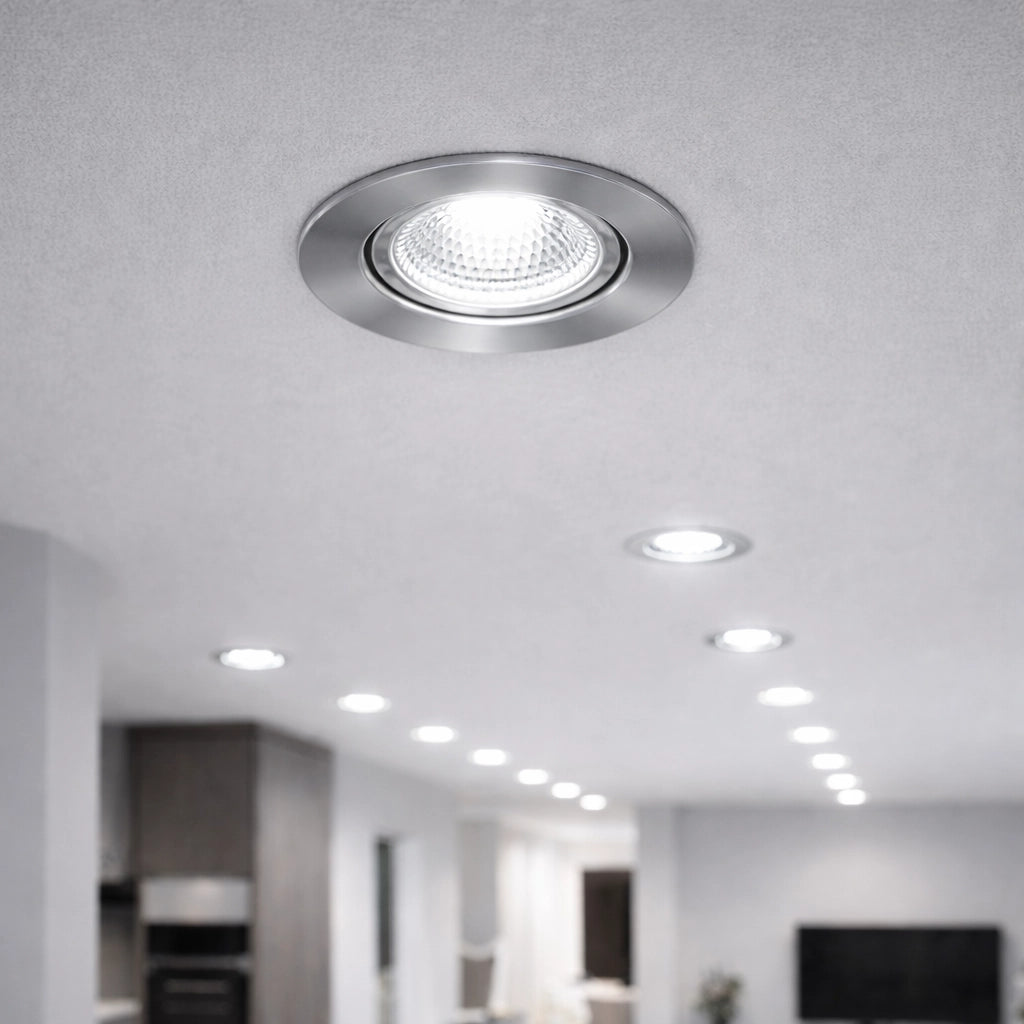 Kit 10 Faretti LED COB argento luce Bianca fredda 6500K da Incasso a soffitto 3W Orientabili, Foro 45mm Ø52mm, Fascio 30°, Driver 220-240V incluso, IP20