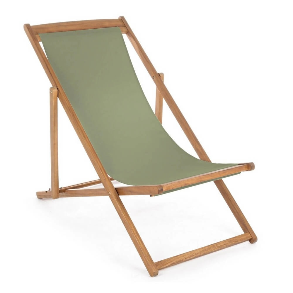 Set di 4 Sdraio Relax Pieghevoli in Legno di Acacia con Tessuto - SERENITY