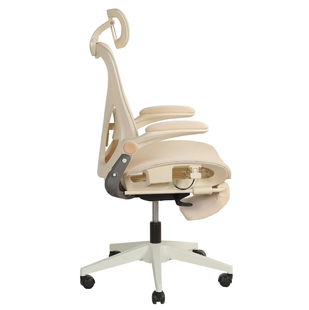 SEDIA Ergonomica da Ufficio Pieghevole in Rete Color Crema