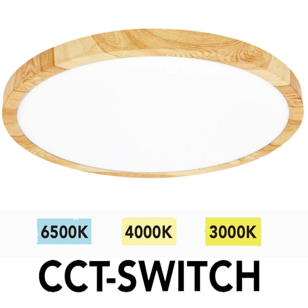 Trade Shop - Plafoniera A Led Slim 45 W Ip40 Con Tecnologia Cct Da 6500k A 2700k Con Switch Lv600-3c - Legno Chiaro