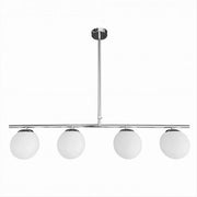 Trade Shop - Lampadario A Sospensione Argento Con 4 Sfere Bolle Bianche In Vetro Attacco G9 33924 -