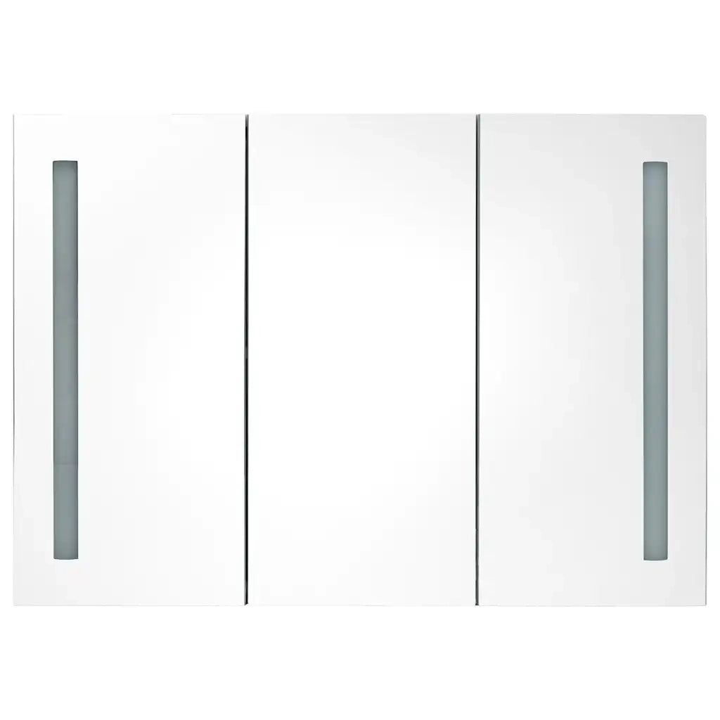 Armadietto Bagno con Specchio e LED Bianco Lucido 89x14x62 cmcod mxl 97027
