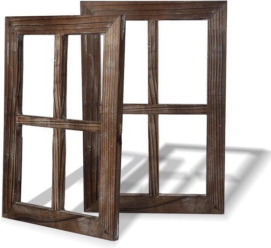 Racchette di finestra in stile rustico di legno di capanna per decorazione interna o esterna, non adatti per foto (2, 11 x 15,8 cm)