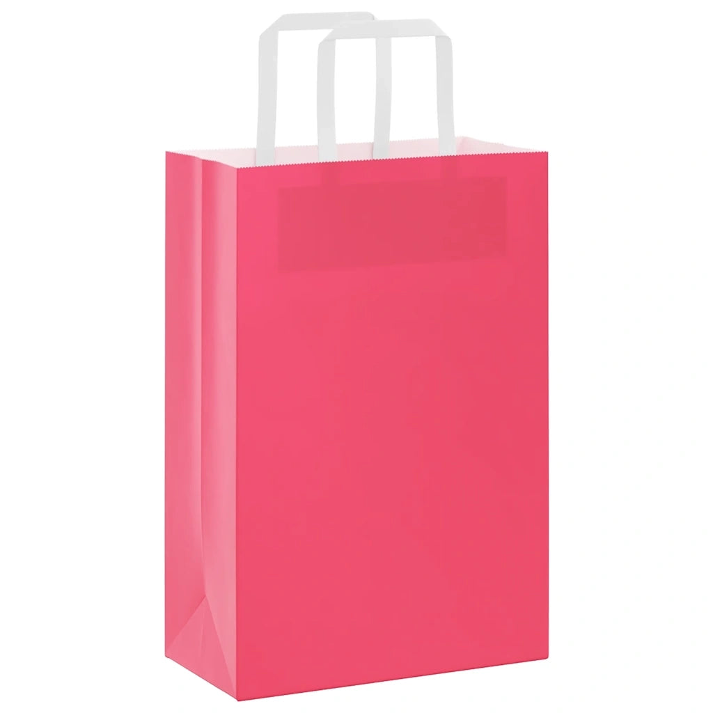 Sacchetti di Carta 250 pz con Manici Rosa 21x11x31 cm