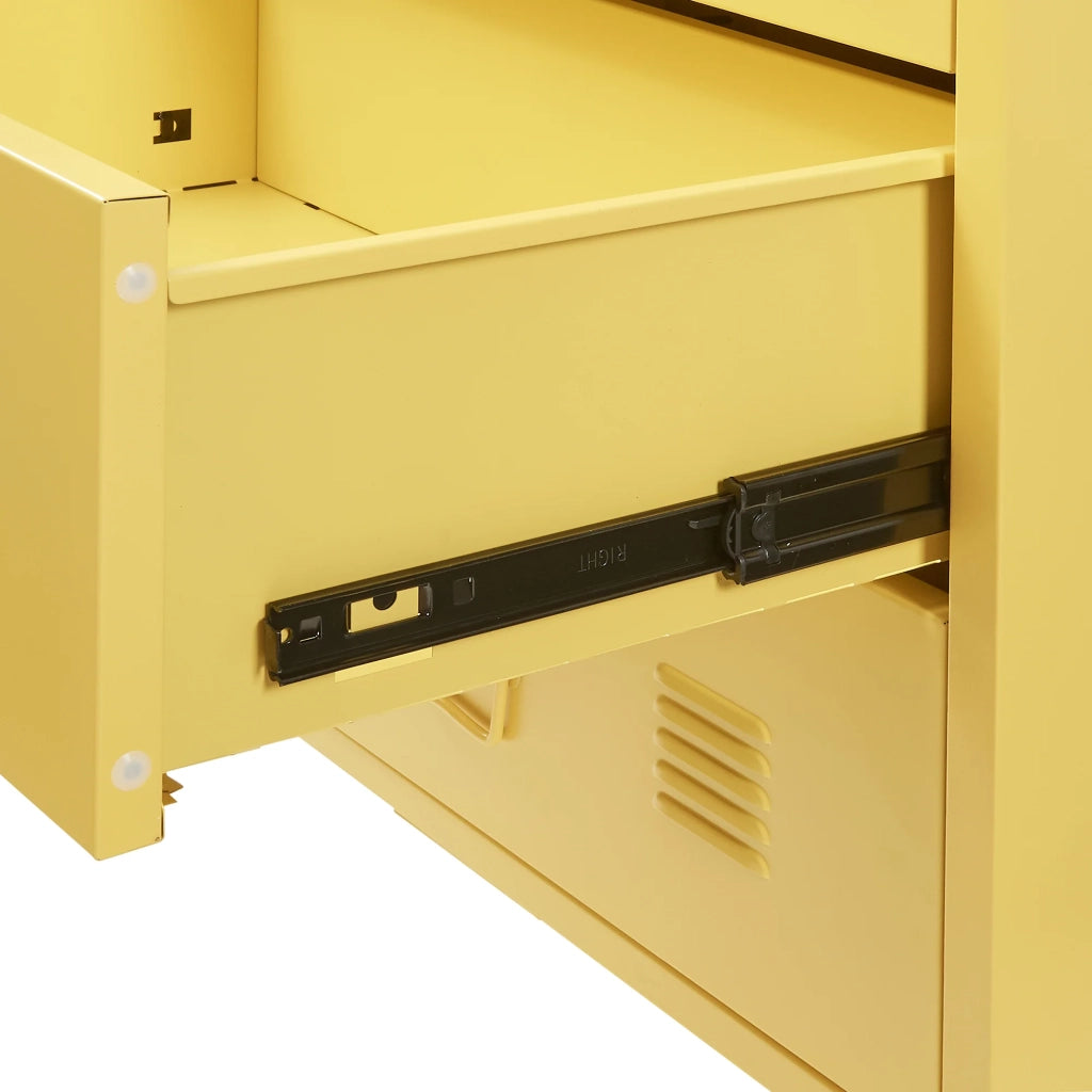 Pratica cassettiera/mobile contenitore in metallo per ingresso soggiorno o camera da letto con 3 cassetti acciaio 72 x 60 x 40 cm giallo 03_0009303
