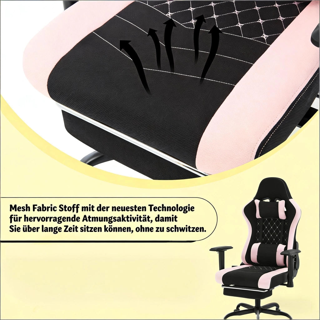 SEDIA DA UFFICIO Ergonomica con funzione massaggio 70x70x127 cm Nero/Rosa