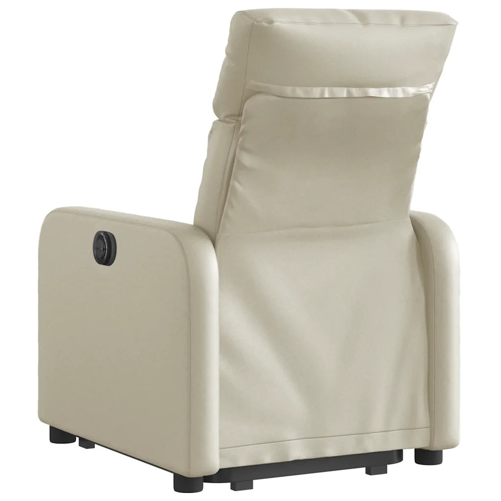 Poltrona | Sedia Relax Alzapersona Reclinabile Crema in Similpelle