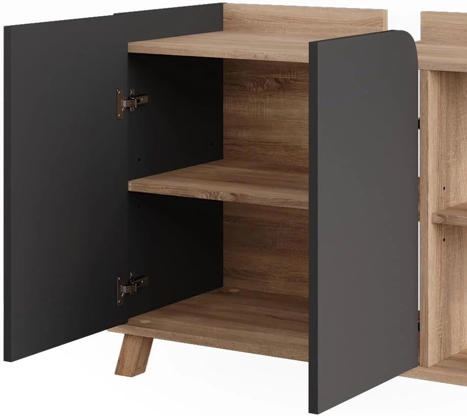 Mobiletto per lavabo Karen, Sonoma/antracite, 80 x 65 cm con 2 porte