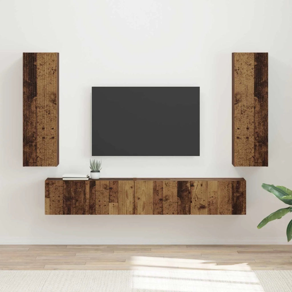 Set mobile TV 3 pz-Credenza per TV Legno vecchio Legno multistrato 460271