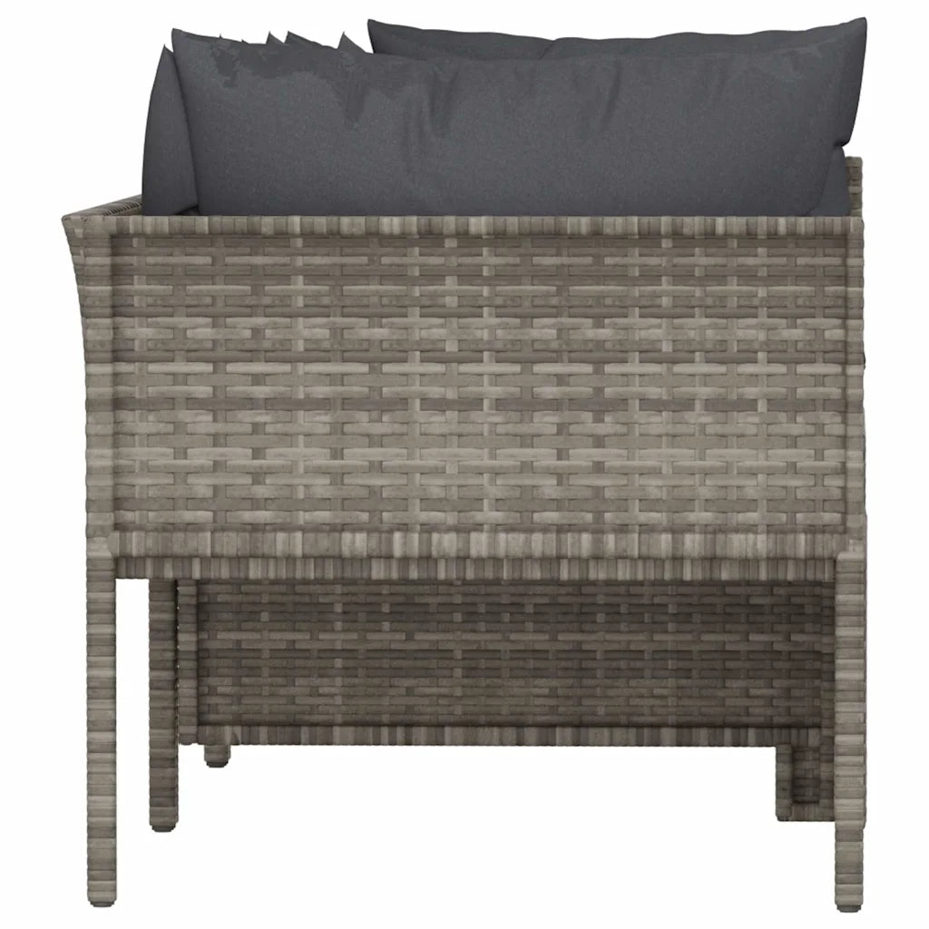 Set da giardino 4 pezzi con cuscini grigio in polyrattan 362689