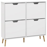 Scarpiera 4 Ante 16 Paia ¨C Xylo ¨C Legno Pino Bianco con Ripiani 95x26x95cm