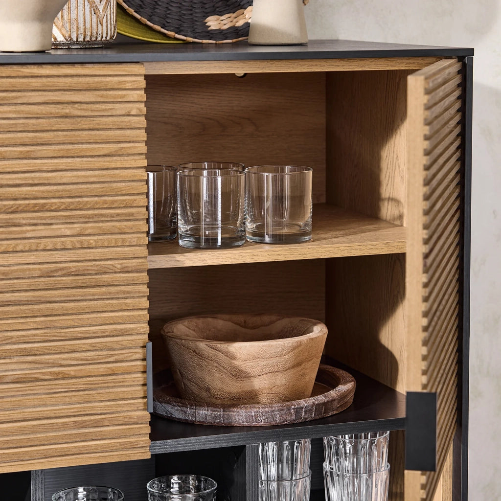 Credenza decorativa Consolle laterale stretta Nero 84x40x132cm HFSB03-SCH