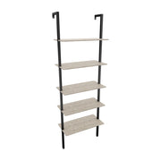 Komo - Scaffale Libreria a Muro 60x185x30 cm 5 Ripiani in Legno Bleach Struttura in Metallo Nero