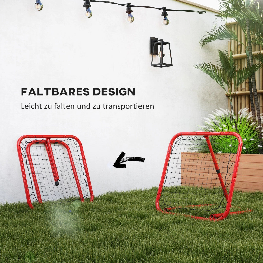Rete da Calcio Rimbalzo Pieghevole ¨C Xylo ¨C Regolabile 5 Livelli, Metallo, 78x84x65-78cm, Rosso