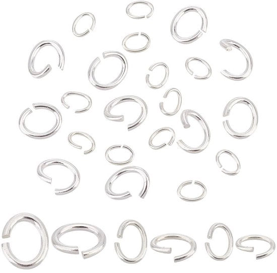 Connettori per gioielli in argento sterling 925 - 30 pezzi - anelli ovali a connettori - 3 misure - accessorii per gioielli - da assemblaggio DIY