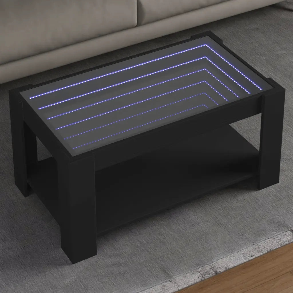 Tavolino Salotto con LED Nero 93x53x45 cm Legno Multistrato